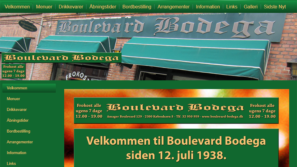 Foto og webdesign for Boulevard Bodega og restaurant