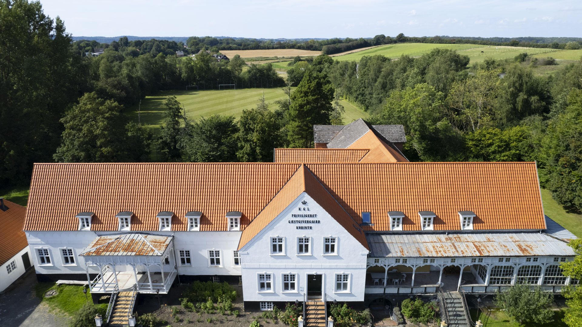 Drone fotograf i Svendborg - Korinth Kro i Korint på Fyn